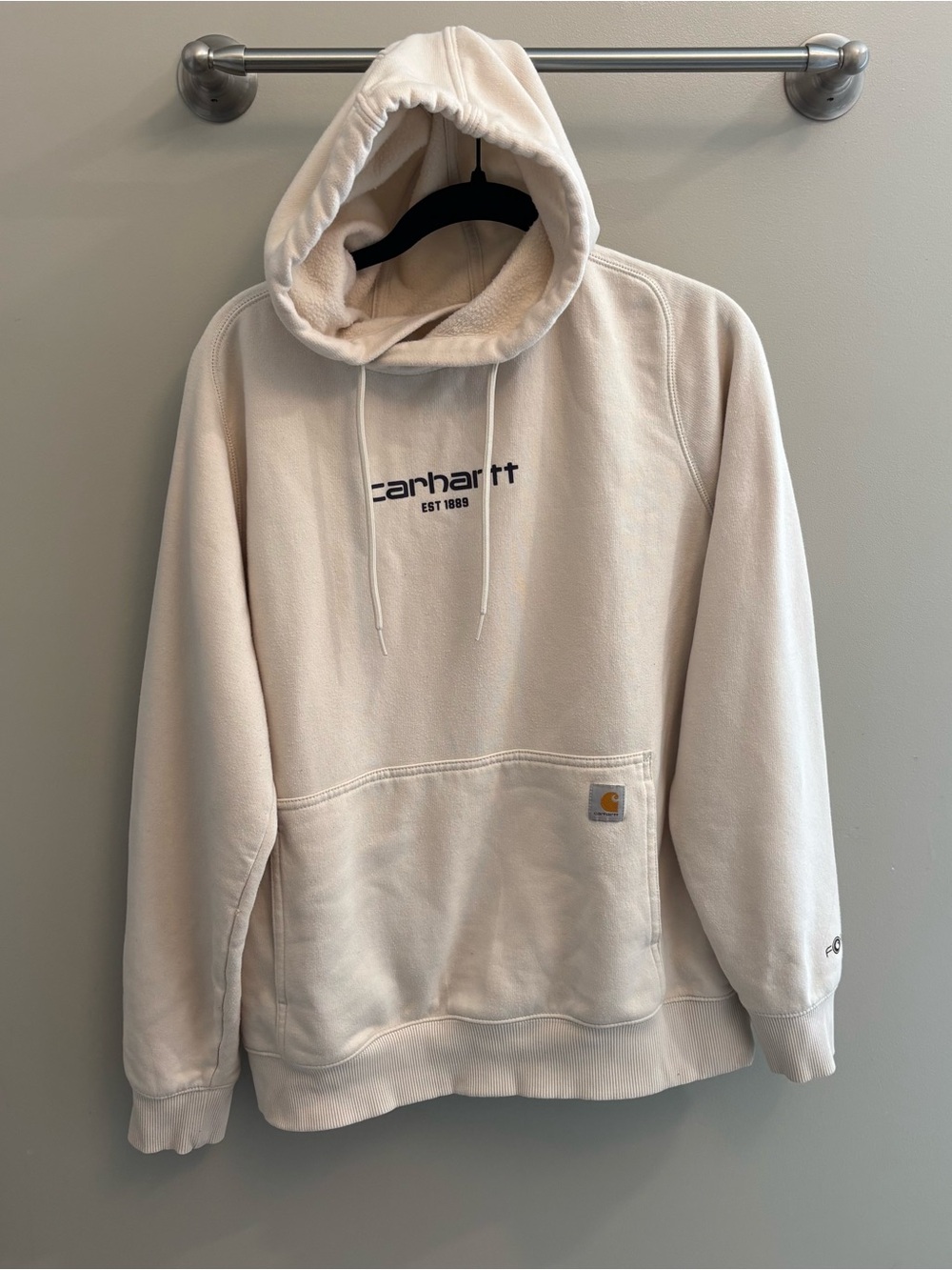 Carhartt Force Women's Large Off White Relaxed Fit Pullover Hoodie Pocket Soft
